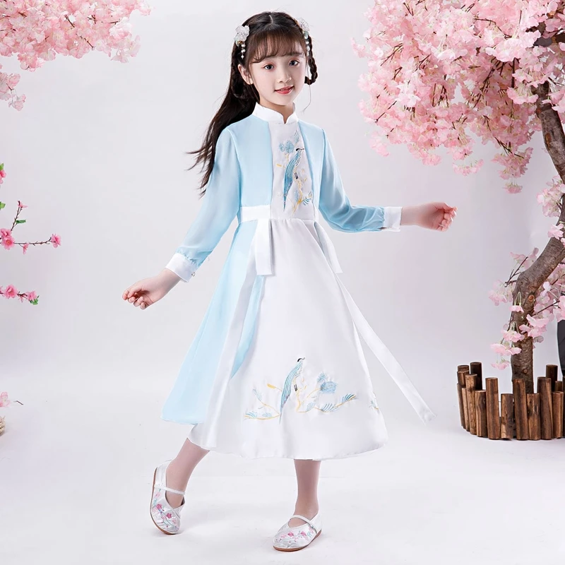 Children's Hanfu Girls Chinese Style Dress Girls Stage Performance Skirt Costume Improvement Cheongsam blue vestido chino
Children's Hanfu Girls Chinese Style Dress Girls Stage Performance Skirt Costume Improvement Cheongsam blue vestido chino
