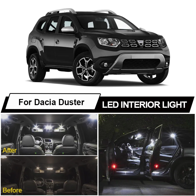 Комплект купольных светильников светодиодная интерьерная с Canbus для Dacia Duster 1 2 2010-2020, автомобильные аксессуары для освещения номерного знака автомобиля
Комплект купольных светильников светодиодная интерьерная с Canbus для Dacia Duster 1 2 2010-2020, автомобильные аксессуары для освещения номерного знака автомобиля