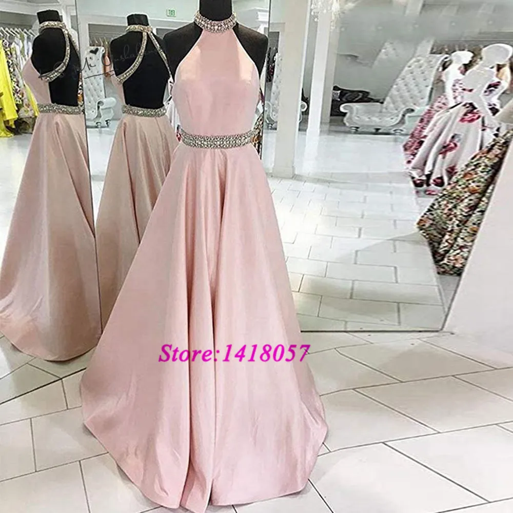 Vestido de Gala Vintage Pink Prom Dresses Rhinestones Crystals Evening Gowns Women Long Courte Sexy Backless Satin High Neck
Vestido de Gala Vintage Pink Prom Dresses Rhinestones Crystals Evening Gowns Women Long Courte Sexy Backless Satin High Neck