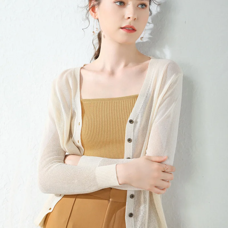 Women See Through Cardigans Sweater Autumn Summer Thin Sunscreen Knitted Coat Casual Single Breasted Casual Knit Jacket Sweater
Women See Through Cardigans Sweater Autumn Summer Thin Sunscreen Knitted Coat Casual Single Breasted Casual Knit Jacket Sweater