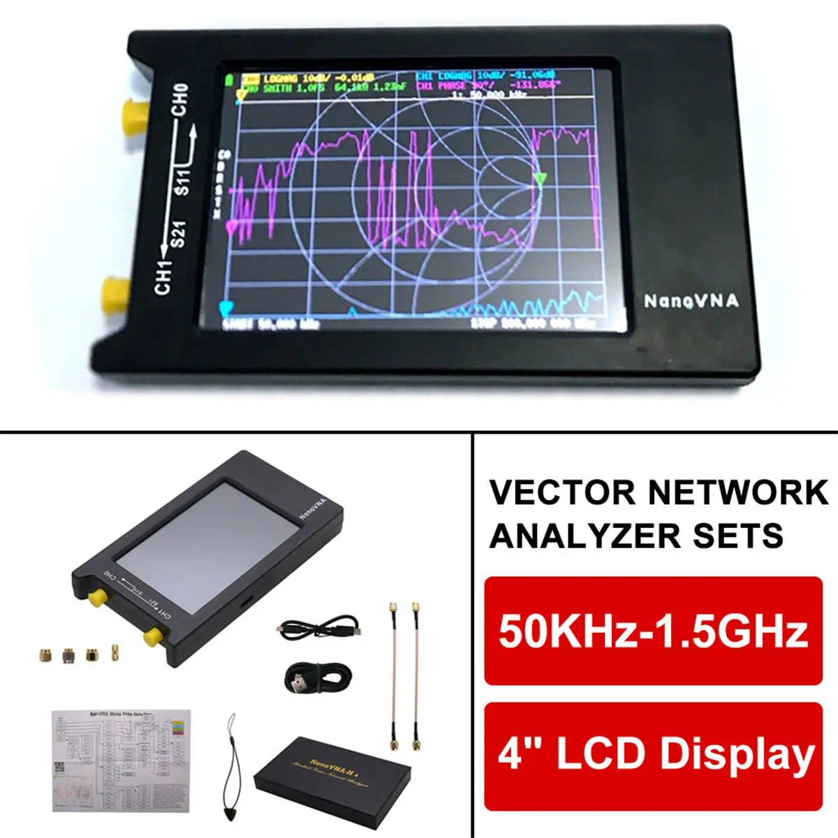 NanoVNA-H4 Network Analyzer 4 Inch LCD VNA HF VHF UHF UV Vector 50KHz Antenna Analyzer
NanoVNA-H4 Network Analyzer 4 Inch LCD VNA HF VHF UHF UV Vector 50KHz Antenna Analyzer