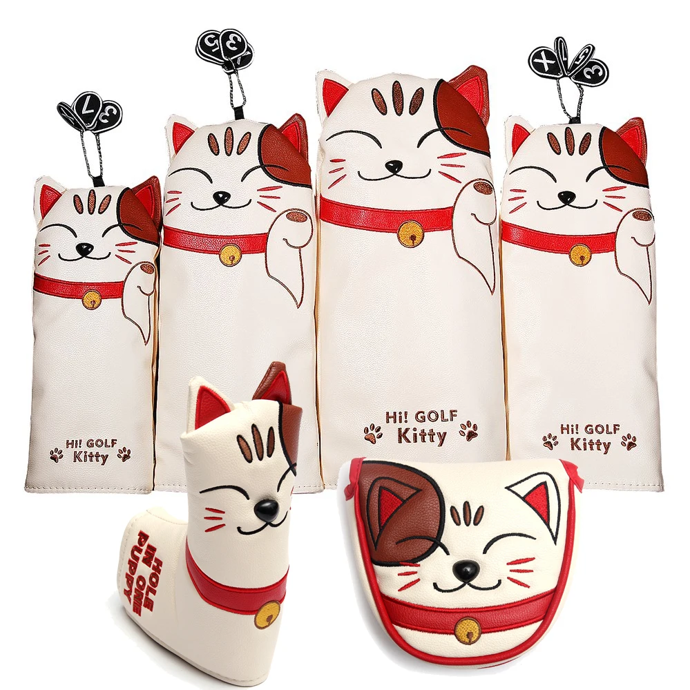 Cat PU Leather Kitty Embroidery Golf Club Head Covers for Driver Fairway Woods Hybird Blade Mallet Irons Putter
Cat PU Leather Kitty Embroidery Golf Club Head Covers for Driver Fairway Woods Hybird Blade Mallet Irons Putter