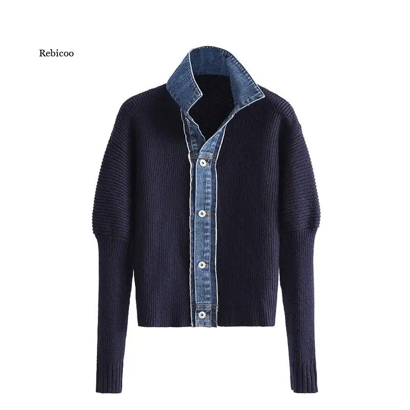 Autumn Women New Loose Single Breasted Versatile Long Sleeve Patchwork Denim Top Knitted Cardigan Sweater
Autumn Women New Loose Single Breasted Versatile Long Sleeve Patchwork Denim Top Knitted Cardigan Sweater