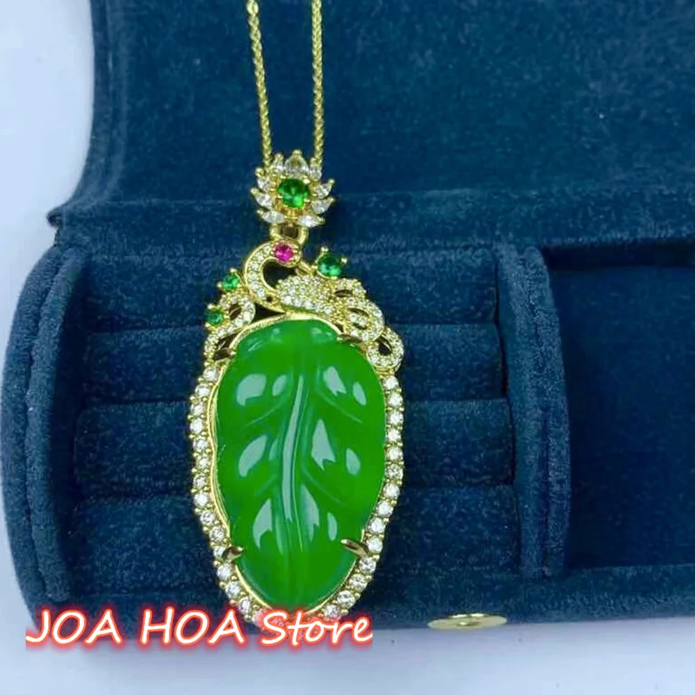 Exquisite Leaf Pendant Gold-plated With Chain Natural Agate Chalcedony Green Jade Necklace Perfect Jewelry
Exquisite Leaf Pendant Gold-plated With Chain Natural Agate Chalcedony Green Jade Necklace Perfect Jewelry