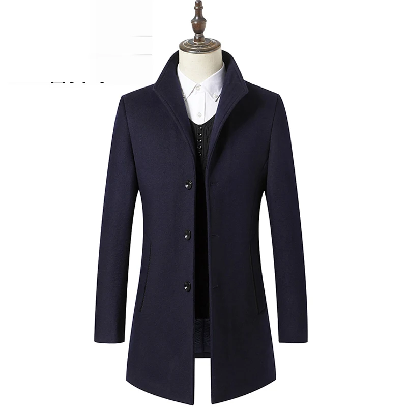 Woolen coat men's thickened mid long slim windbreaker Korean men's autumn and winter coat
Woolen coat men's thickened mid long slim windbreaker Korean men's autumn and winter coat