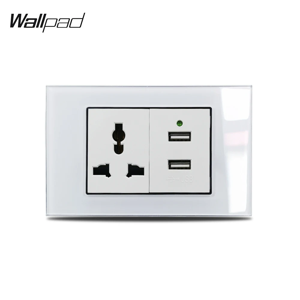 118*75mm Universal Socket and USB Wallpad L3 White Glass Frame Double Phone Pad USB Charging Outlet and Universal Power Socket
118*75mm Universal Socket and USB Wallpad L3 White Glass Frame Double Phone Pad USB Charging Outlet and Universal Power Socket