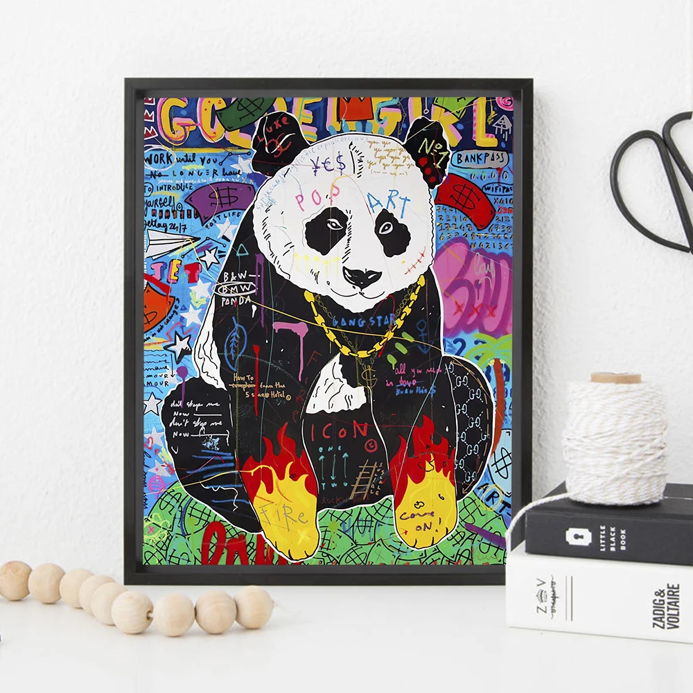 Funny panda hand-painted canvas graffiti painting modern animal poster wall art prints living room decoration pictures
Funny panda hand-painted canvas graffiti painting modern animal poster wall art prints living room decoration pictures