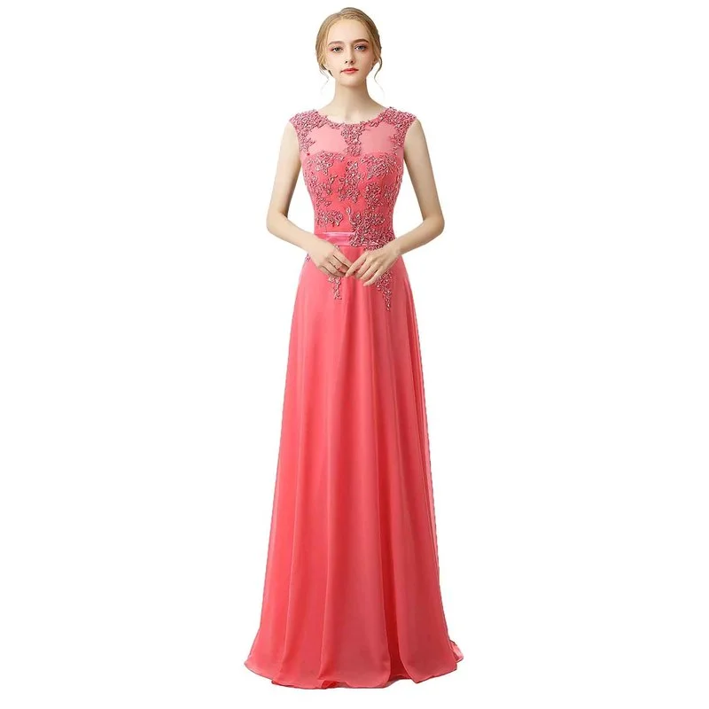 Watermelon Evening Dresses O-Neck Sleeveless Formal Party Gowns Chiffion Appliques Evening Gowns for Women Vestidos De Fiesta
Watermelon Evening Dresses O-Neck Sleeveless Formal Party Gowns Chiffion Appliques Evening Gowns for Women Vestidos De Fiesta