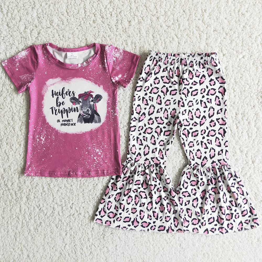 Hot Sale Kids Designer Clothes Girls Bell Sets Heifer Be Tripping Toddler Baby Girls Clothes Short Sleeve Top Bell Bottom Pants 
Hot Sale Kids Designer Clothes Girls Bell Sets Heifer Be Tripping Toddler Baby Girls Clothes Short Sleeve Top Bell Bottom Pants