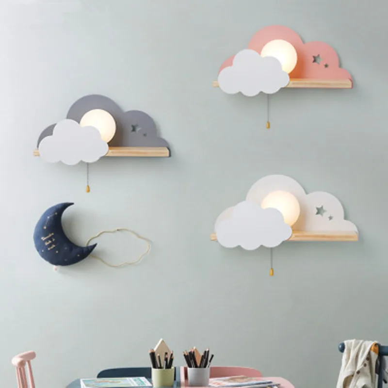 Nordic Cloud Wood Shelf Wall Lamp With Pull Switch Children Bedroom Bedside Night Light Study Corridor Wall Sconce Led Fixture
Nordic Cloud Wood Shelf Wall Lamp With Pull Switch Children Bedroom Bedside Night Light Study Corridor Wall Sconce Led Fixture
