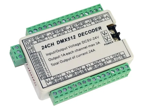 24-канальный декодер DMX512, 8 групп, RGB выход, 24CH DMX светодиодный контроллер, диммер для RGB светильник Ной ленты
24-канальный декодер DMX512, 8 групп, RGB выход, 24CH DMX светодиодный контроллер, диммер для RGB светильник Ной ленты