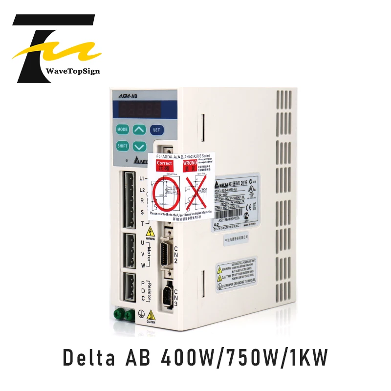 WaveTopSign Delta Servo Motor Driver AB Series 400W 750W 1KW ASD-A0421-AB ASD-A0721-AB ASD-A1021-AB 100-230V
WaveTopSign Delta Servo Motor Driver AB Series 400W 750W 1KW ASD-A0421-AB ASD-A0721-AB ASD-A1021-AB 100-230V