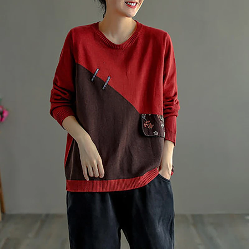 Fall New Women Sweater Vintage Contrast Color Patchwork Loose Fashion Casual Skin-Friendly Comfortable Female Knitting Pullovers
Fall New Women Sweater Vintage Contrast Color Patchwork Loose Fashion Casual Skin-Friendly Comfortable Female Knitting Pullovers