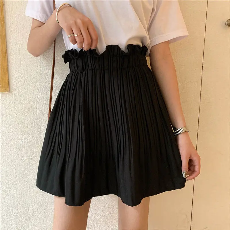 Summer Pleated Mini Skirt Elastic Black High Waist Chiffon A-line Casual Short Skirt Beach faldas mujer
Summer Pleated Mini Skirt Elastic Black High Waist Chiffon A-line Casual Short Skirt Beach faldas mujer