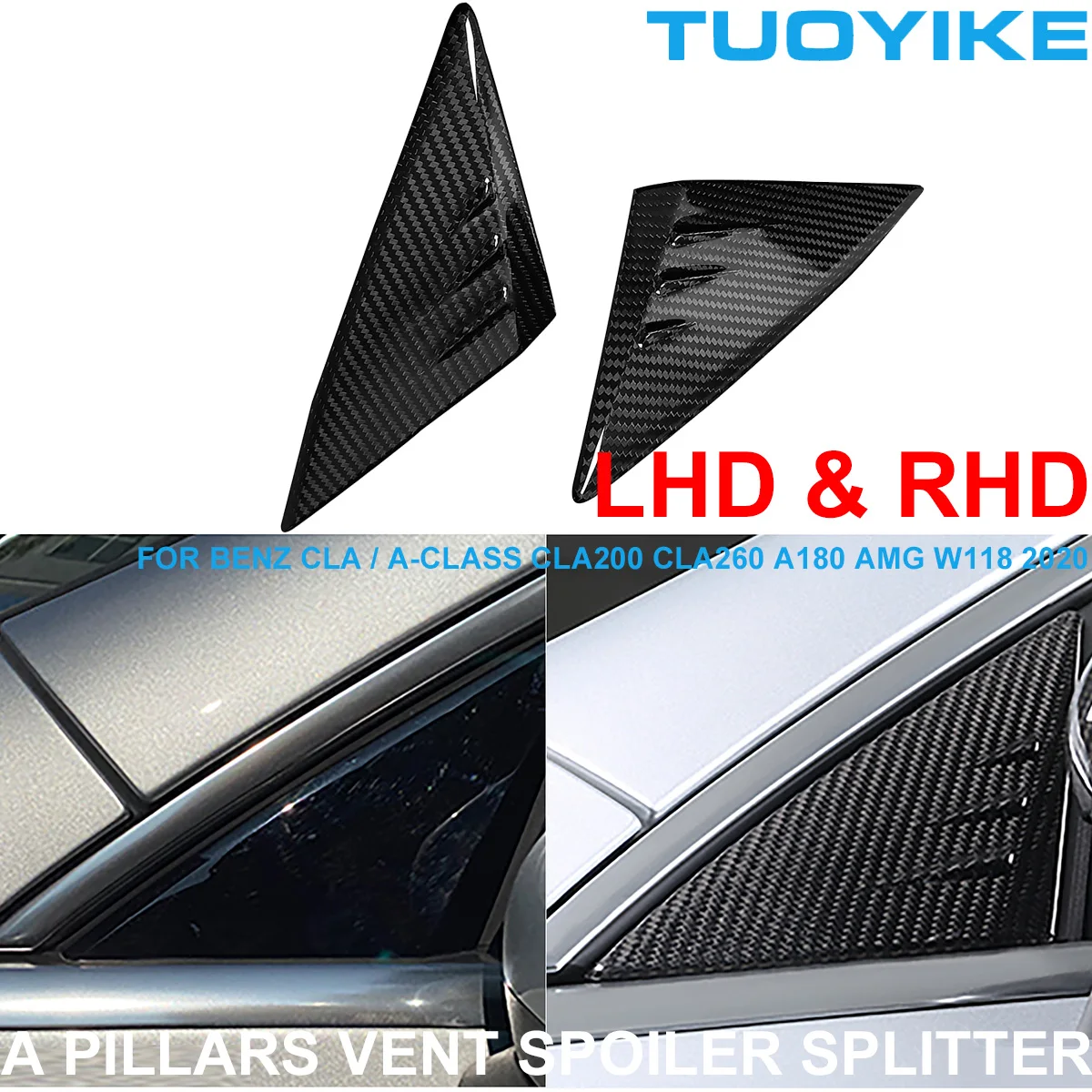 Carbon Fiber Car External A Pillars Vent Spoiler Splitter Decoration Panel Trim Sticker For Mercedes BENZ CLA200 CLA260 A180 AMG
Carbon Fiber Car External A Pillars Vent Spoiler Splitter Decoration Panel Trim Sticker For Mercedes BENZ CLA200 CLA260 A180 AMG
