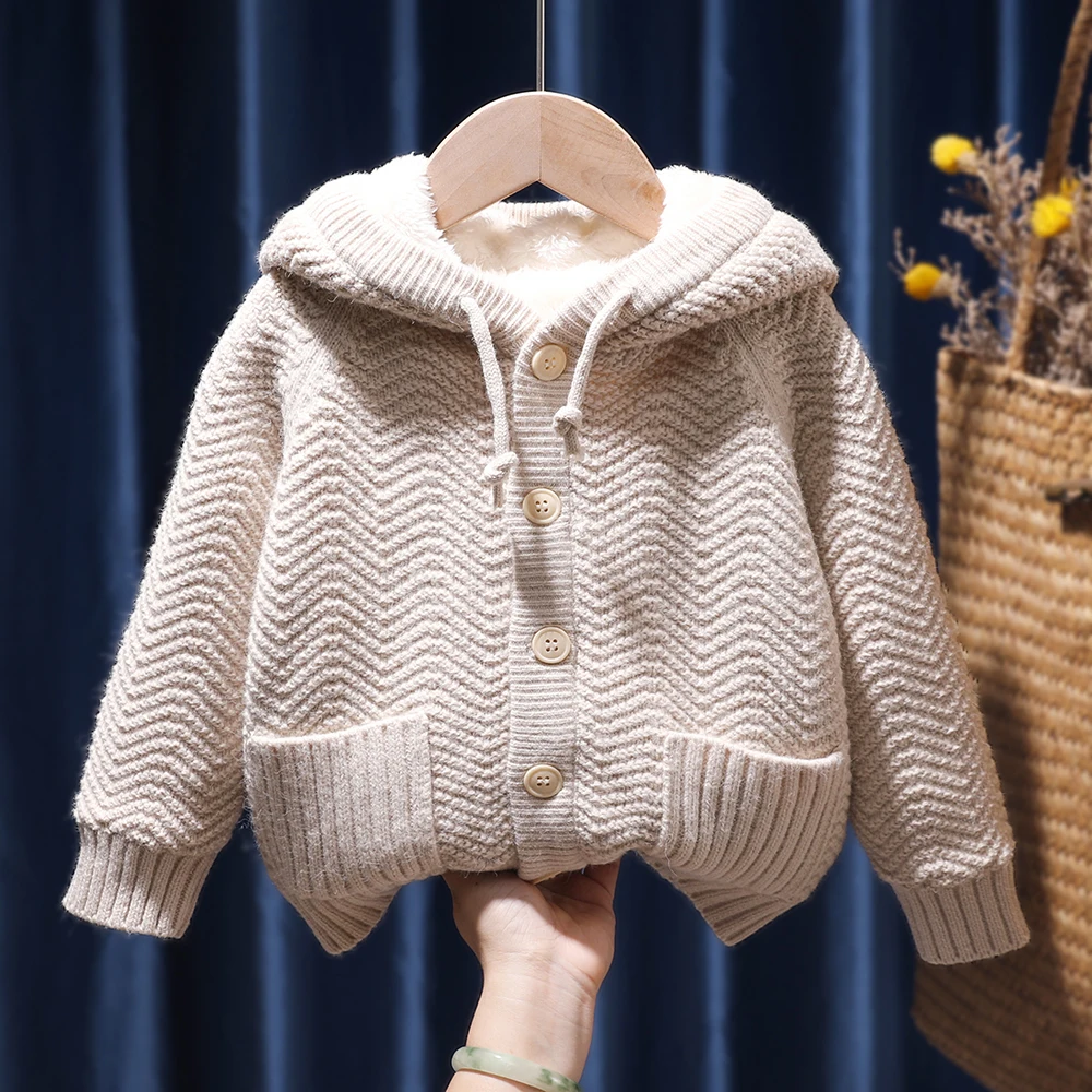 New Children Clothes Baby Girls Warm Velvet Thicken Sweater For Winter Kids Hooded Sweater Knitted Jacket Coat Children Cardigan
New Children Clothes Baby Girls Warm Velvet Thicken Sweater For Winter Kids Hooded Sweater Knitted Jacket Coat Children Cardigan