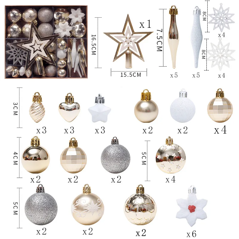 58pcs Christmas Tree Balls Ornaments Christmas Ball Christmas Tree Hanging Pendant Gift Balls Xmas Christmas New Year Decortions
58pcs Christmas Tree Balls Ornaments Christmas Ball Christmas Tree Hanging Pendant Gift Balls Xmas Christmas New Year Decortions