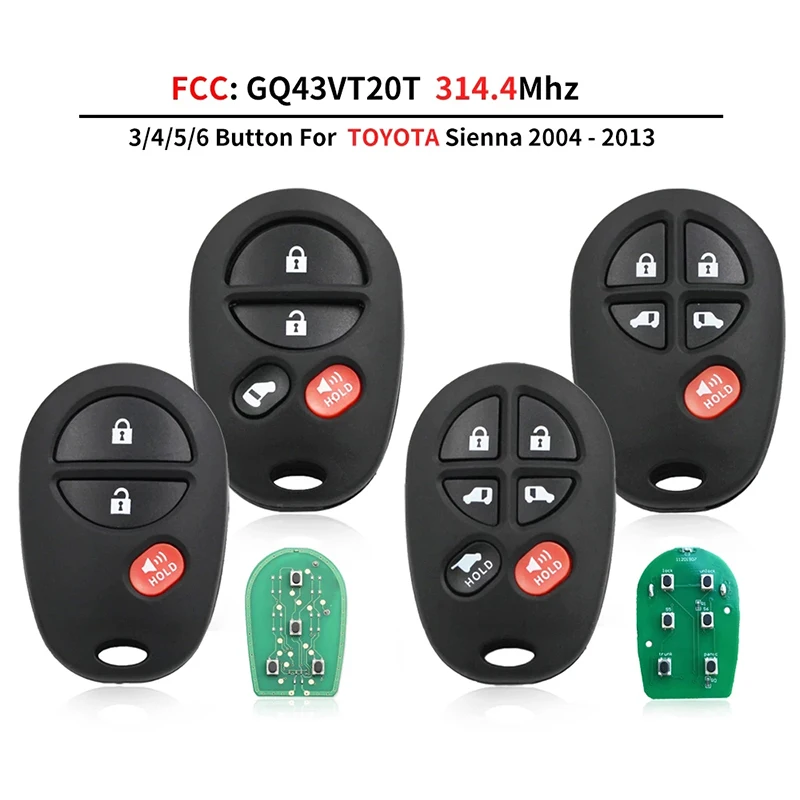 CN007110 3/4/5/6 Button Aftermarket Remote Key For 2004-2017 Toyota Sienna Tundra Spare Auto Key With 315MHZ FCC GQ43VT20T
CN007110 3/4/5/6 Button Aftermarket Remote Key For 2004-2017 Toyota Sienna Tundra Spare Auto Key With 315MHZ FCC GQ43VT20T
