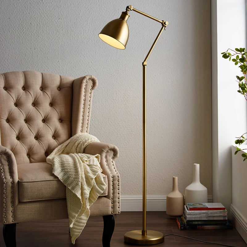 American light luxury LED floor lamp living room sofa very simple modern brass color study reading floor lamp
American light luxury LED floor lamp living room sofa very simple modern brass color study reading floor lamp