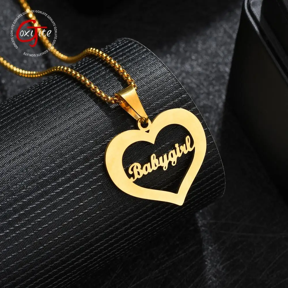 Goxijite Personalize Heart Name Necklace For Women Stainless Steel Gold Color Nameplate Pendant Necklace Jewellry Accessaries
Goxijite Personalize Heart Name Necklace For Women Stainless Steel Gold Color Nameplate Pendant Necklace Jewellry Accessaries