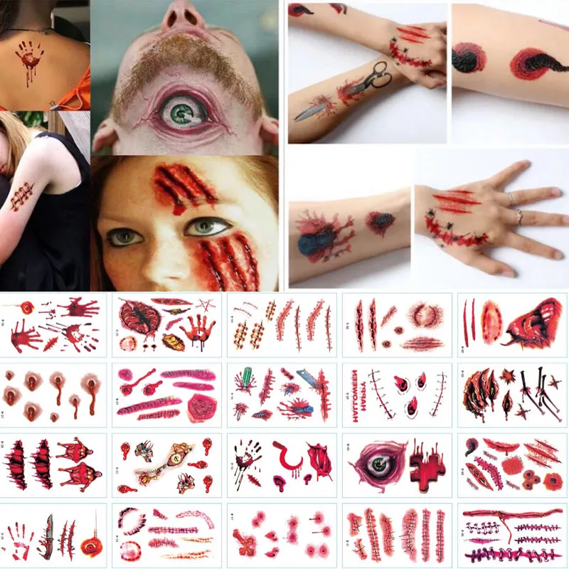 5/30pc Temporary Tattoo Sticker Horror bat Terror Wound Realistic Blood Injury Scar Tattoo Sticker For Halloween Makeup Body Art
5/30pc Temporary Tattoo Sticker Horror bat Terror Wound Realistic Blood Injury Scar Tattoo Sticker For Halloween Makeup Body Art