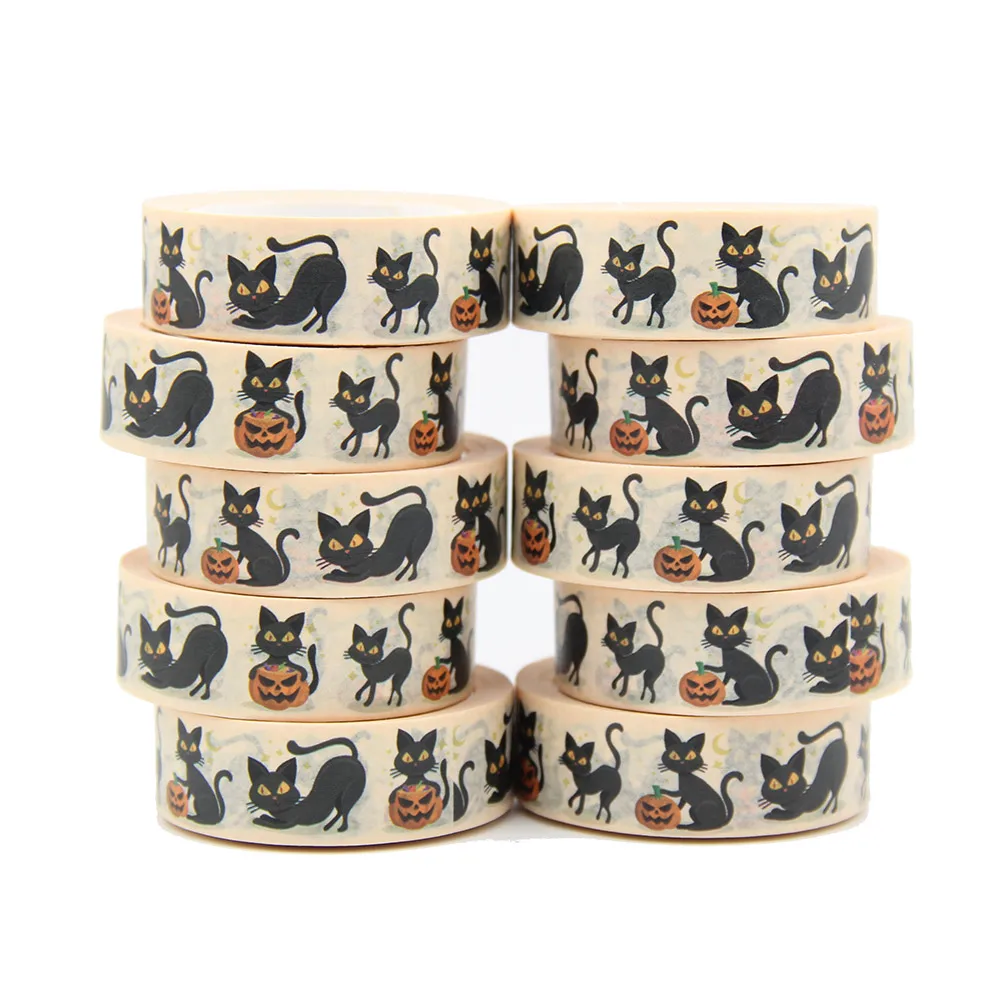 NEW 10pcs/Lot 15MM*10M Halloween Black Cat Washy Tape DIY Scrapbooking Paper Photo Album Adhesive Masking Tape
NEW 10pcs/Lot 15MM*10M Halloween Black Cat Washy Tape DIY Scrapbooking Paper Photo Album Adhesive Masking Tape