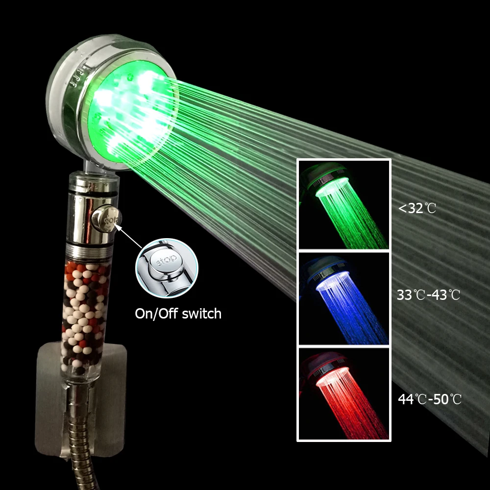Bathroom Mineral Led Shower Head High Pressure Rain Sensor Negative Ion Handheld Filter Shower Head Nozzle with Stop Button
Bathroom Mineral Led Shower Head High Pressure Rain Sensor Negative Ion Handheld Filter Shower Head Nozzle with Stop Button