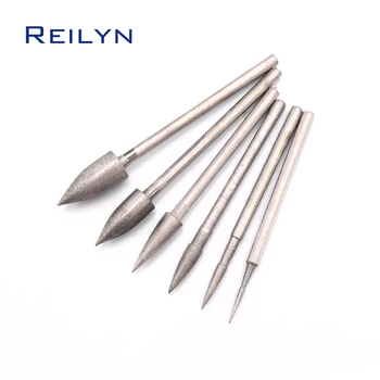 그릿 400 #2.35mm 비트 크기 1-6mm 다이아몬드 연삭 버 연마 비트, 옥 다이아몬드 연마 비트 톱니 연삭 바늘, 8 개