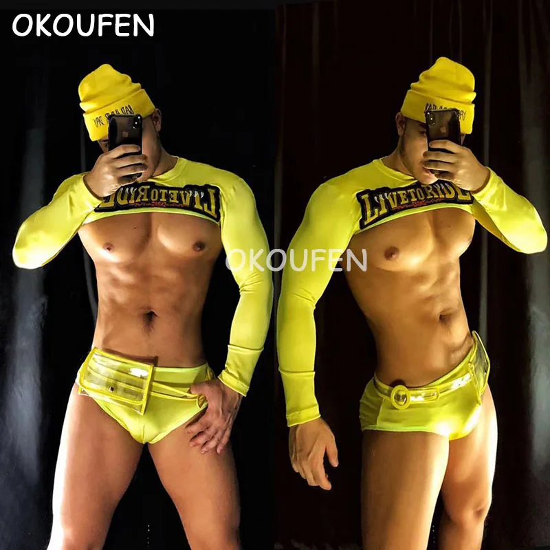 New yellow flame theme party costume nightclub bar ds men and women sexy party dj performance clothing
New yellow flame theme party costume nightclub bar ds men and women sexy party dj performance clothing