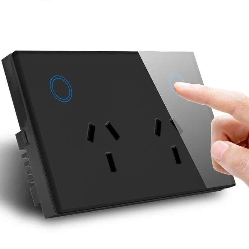 SAA Approved Touch Control Power Socket 10A,Black Crystal Glass Plate,AC110-240V, Doubel Wall Socket and Switch SAA GMA CE
SAA Approved Touch Control Power Socket 10A,Black Crystal Glass Plate,AC110-240V, Doubel Wall Socket and Switch SAA GMA CE
