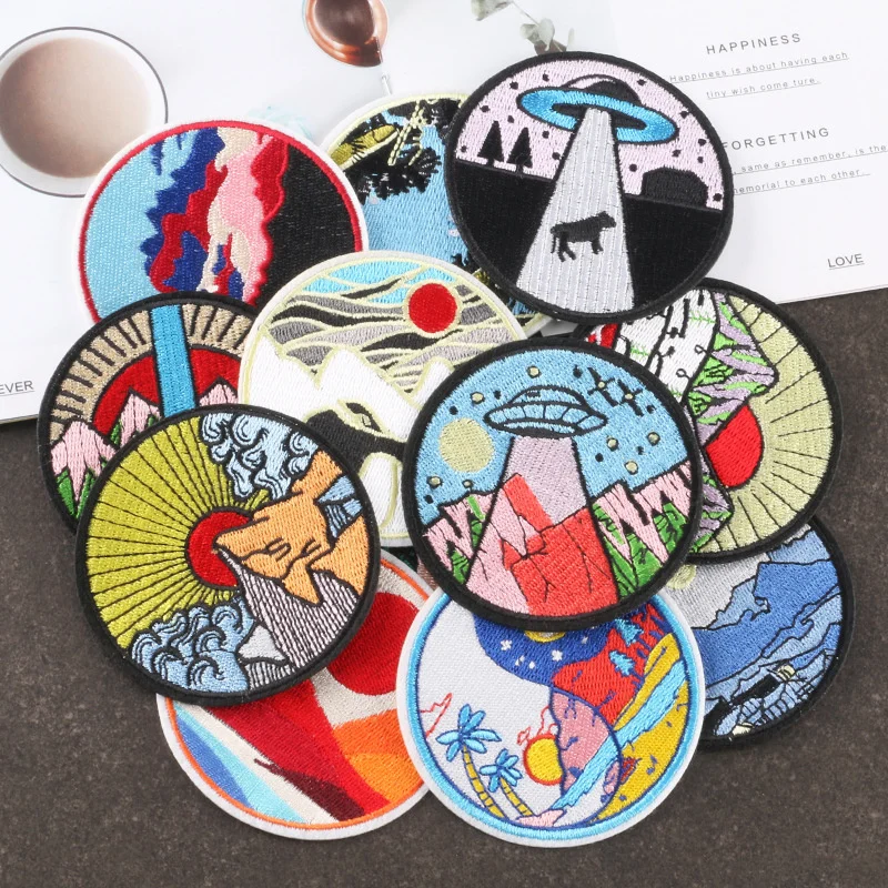 Cartoon Round landscape Sunset patches DIY Badges Clothe Embroidery Patch Applique Clothing Sewing Supplies Decorative
Cartoon Round landscape Sunset patches DIY Badges Clothe Embroidery Patch Applique Clothing Sewing Supplies Decorative