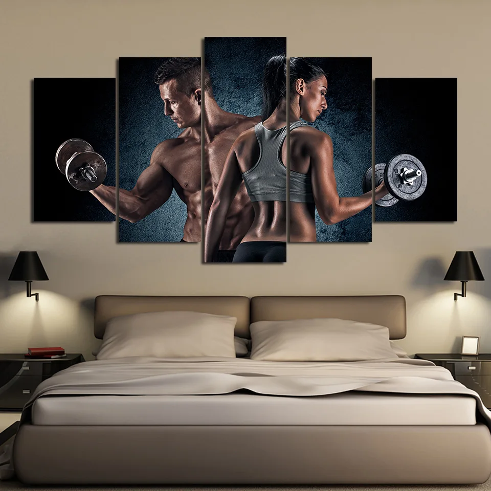 No Framed Canvas 5 Pieces Sexy Girl Boy Fitness Dumbbell Wall Art HD Posters Pictures Paintings Home Decor for Living Room
No Framed Canvas 5 Pieces Sexy Girl Boy Fitness Dumbbell Wall Art HD Posters Pictures Paintings Home Decor for Living Room