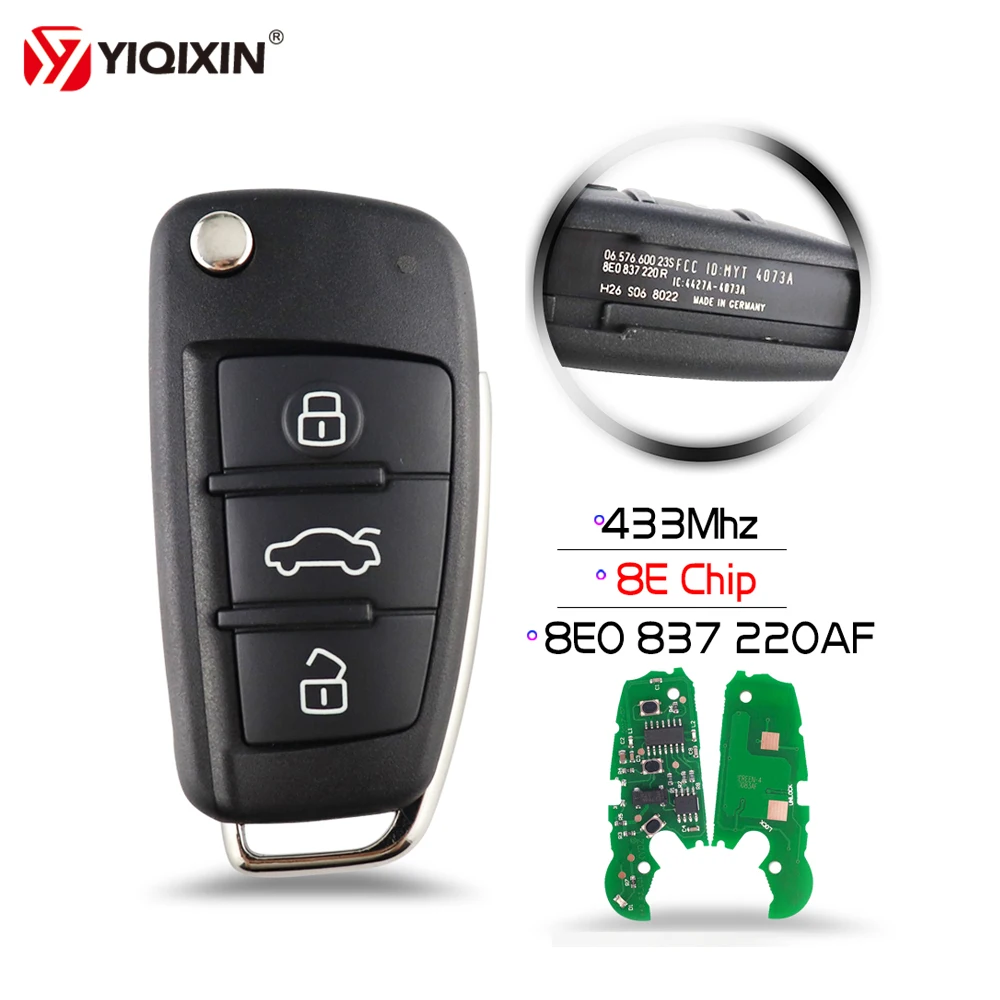 YIQIXIN 3 Button Remote Car Key For Audi A3 S3 TT A4 S4 Cabrio Quattro Avant 2005-2013 Auto Control Key 8E0 837 220AF 433Mhz 8E
YIQIXIN 3 Button Remote Car Key For Audi A3 S3 TT A4 S4 Cabrio Quattro Avant 2005-2013 Auto Control Key 8E0 837 220AF 433Mhz 8E