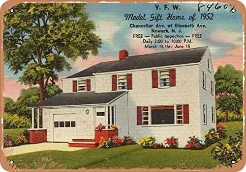 Metal Sign - New Jersey Postcard - V. F. W. Model Gift Home of 1952, Chancellor Ave. at Elizabeth Ave, N - Vintage Rusty Look W
Metal Sign - New Jersey Postcard - V. F. W. Model Gift Home of 1952, Chancellor Ave. at Elizabeth Ave, N - Vintage Rusty Look W