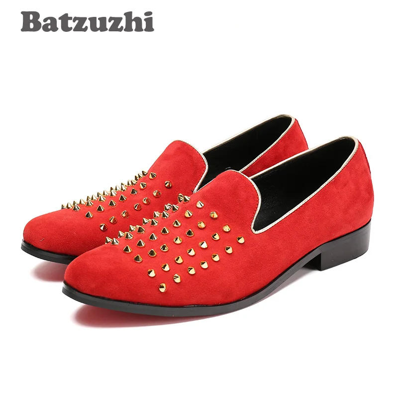 Batzuzhi Fashion Italian Style Men Shoes Flats Roafers Red Shoes Men with Rivets Red Suede Leather Causl Shoes Men Zapatos
Batzuzhi Fashion Italian Style Men Shoes Flats Roafers Red Shoes Men with Rivets Red Suede Leather Causl Shoes Men Zapatos