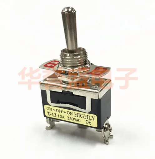 Taiwan HIGHLY single way single pole 3 pin 3 foot 15A 250VAC toggle switch T-12BS 2 gear T-13BS 3 gear ON-OFF-ON
Taiwan HIGHLY single way single pole 3 pin 3 foot 15A 250VAC toggle switch T-12BS 2 gear T-13BS 3 gear ON-OFF-ON