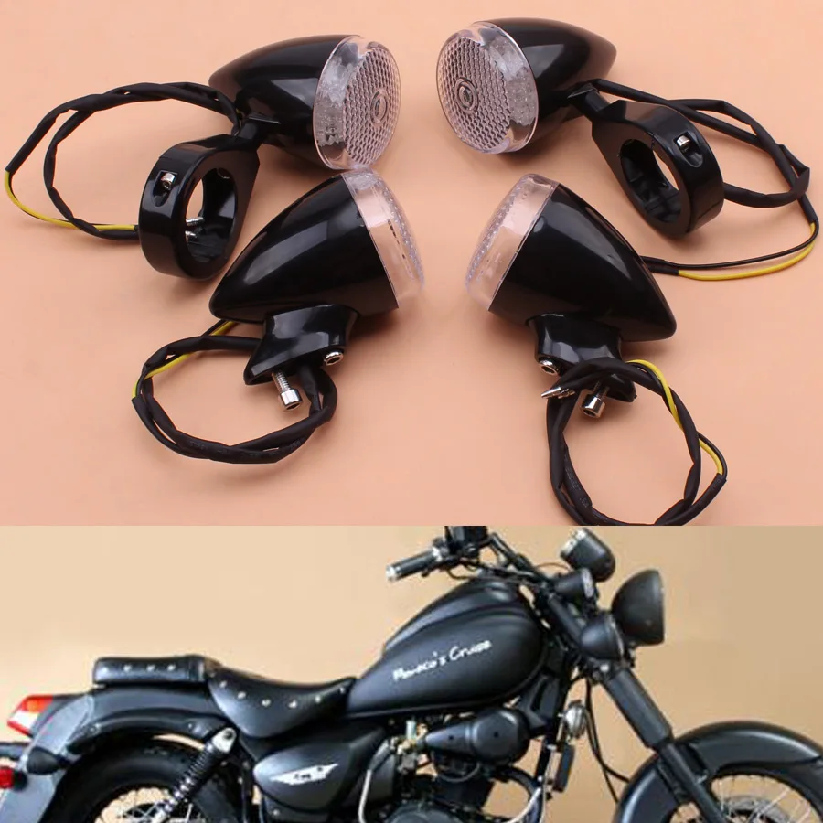 4pcs Black Front Rear Motorcycle LED Turn Signal Amber Light 39mm/41mm Fork Clamp Clear Lens Blinker Universal For Harley
4pcs Black Front Rear Motorcycle LED Turn Signal Amber Light 39mm/41mm Fork Clamp Clear Lens Blinker Universal For Harley