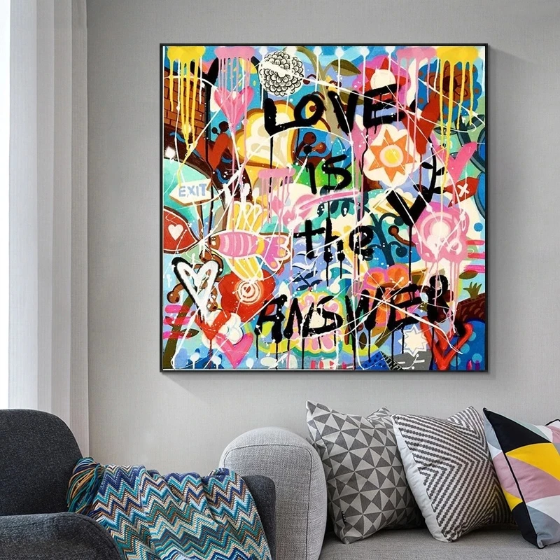 Abstract Canvas Painting Love Is The Answer Letter Poster and Print Wall Graffiti Art Pictures for Living Room Home Decor Cuadro
Abstract Canvas Painting Love Is The Answer Letter Poster and Print Wall Graffiti Art Pictures for Living Room Home Decor Cuadro