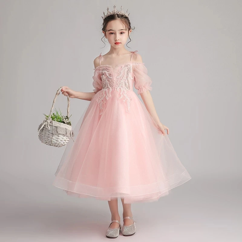 Flower Girl Dresses for Weddings Spaghetti Straps Short Sleeves Kids Party Communion Gown Appliques Sequined Princess Dress
Flower Girl Dresses for Weddings Spaghetti Straps Short Sleeves Kids Party Communion Gown Appliques Sequined Princess Dress