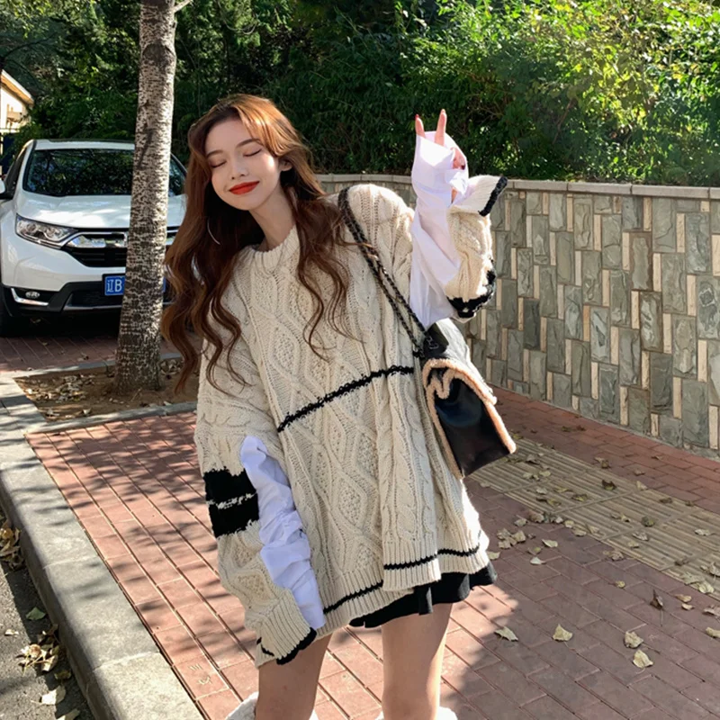 Women Vintage Striped Sweaters Autumn Long Sleeve Oversize Knit Sweater Hip Hop Ulzzang BF Unisex Couples Winter Pullovers Tops
Women Vintage Striped Sweaters Autumn Long Sleeve Oversize Knit Sweater Hip Hop Ulzzang BF Unisex Couples Winter Pullovers Tops