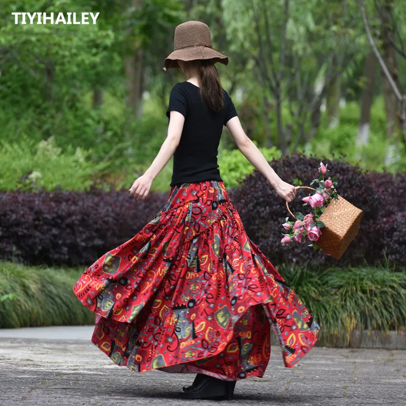 TIYIHAILEY 2021 Free Shipping Fashion Long Maxi A-line Elastic Waist Women Summer Cotton Linen S-2XL Flower Big Hem Print Skirts
TIYIHAILEY 2021 Free Shipping Fashion Long Maxi A-line Elastic Waist Women Summer Cotton Linen S-2XL Flower Big Hem Print Skirts