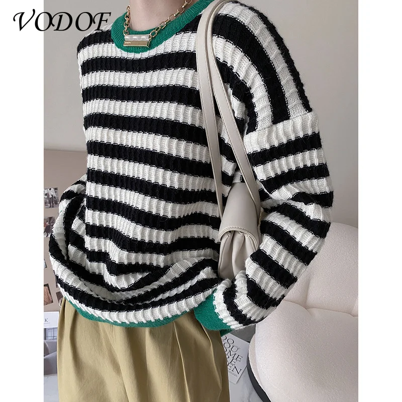 VODOF Women's High Quality Striped Print Sweatshirt Oversized Long Sleeve O-Neck Loose Pullover Women's Top Womens Clothing
VODOF Women's High Quality Striped Print Sweatshirt Oversized Long Sleeve O-Neck Loose Pullover Women's Top Womens Clothing