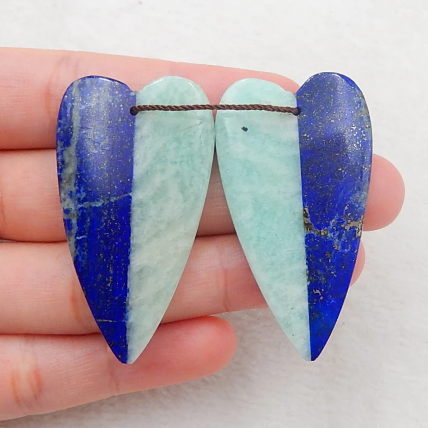 Natural Stone Earring Design Lapis Lazuli With Amazonite Intarsia Fashion Heart-shaped Earrings Bead 45x25x5mm,16g
Natural Stone Earring Design Lapis Lazuli With Amazonite Intarsia Fashion Heart-shaped Earrings Bead 45x25x5mm,16g