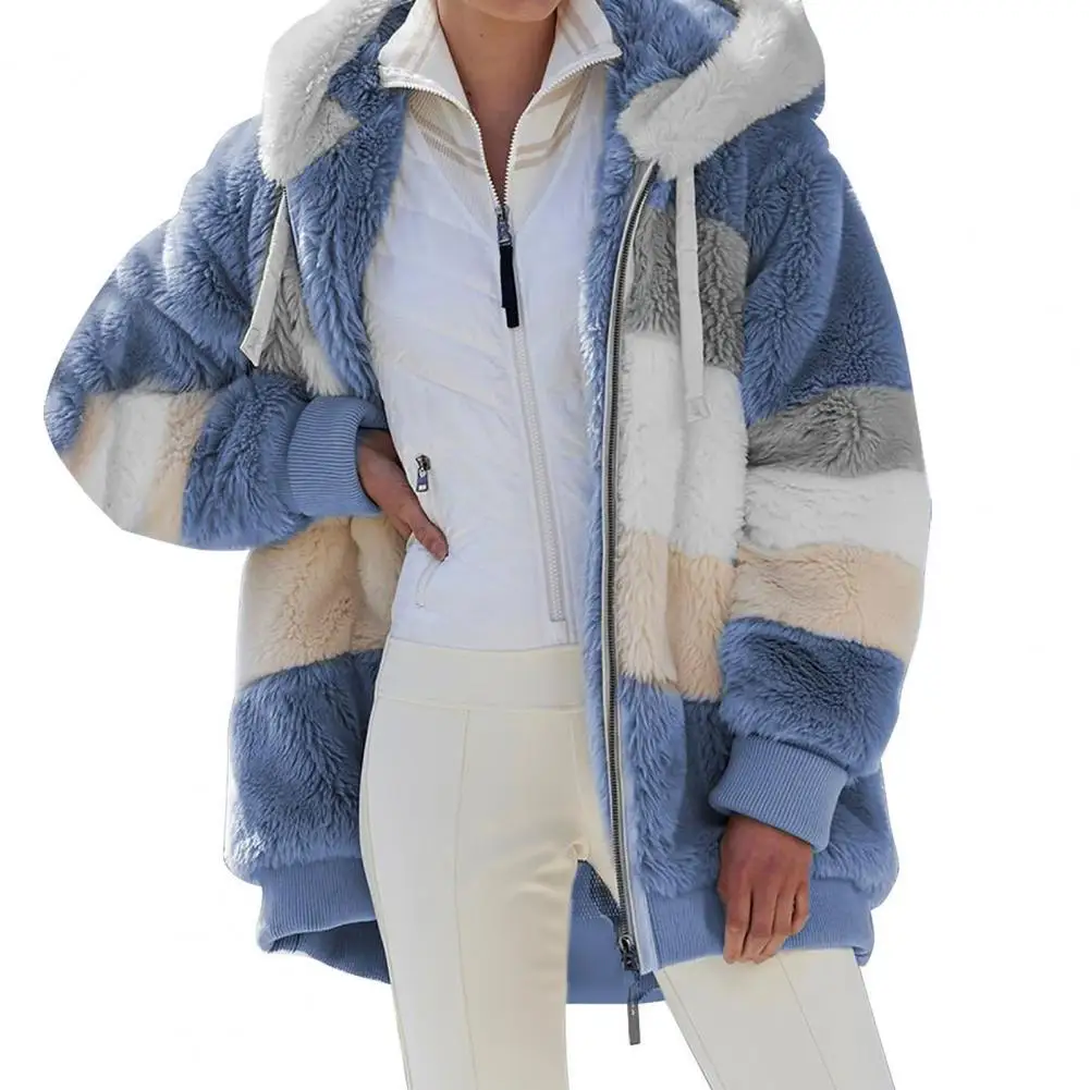 Winter Outwear Jacket Zipper Cardigan Contrast Color Hooded Fur Coat Women Loose Plush Furry Loose Long Sleeve Plus Size Coat
Winter Outwear Jacket Zipper Cardigan Contrast Color Hooded Fur Coat Women Loose Plush Furry Loose Long Sleeve Plus Size Coat