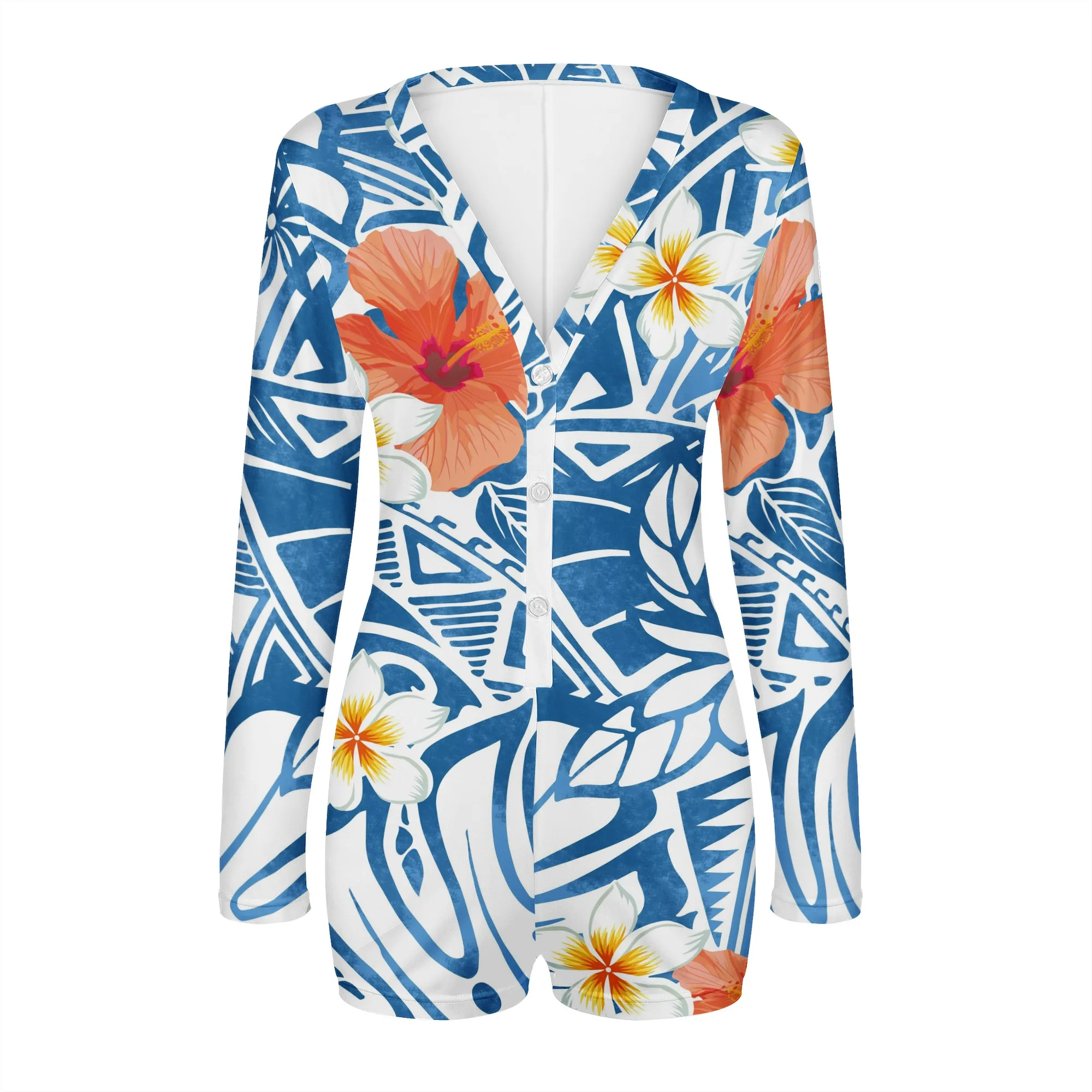 Summer Women's One Piece Shorts Pullover Row Cut Plus Size Sweatshirt Polynesian Tribe Hibiscus Printing Long Sleeve Jumpsuits
Summer Women's One Piece Shorts Pullover Row Cut Plus Size Sweatshirt Polynesian Tribe Hibiscus Printing Long Sleeve Jumpsuits