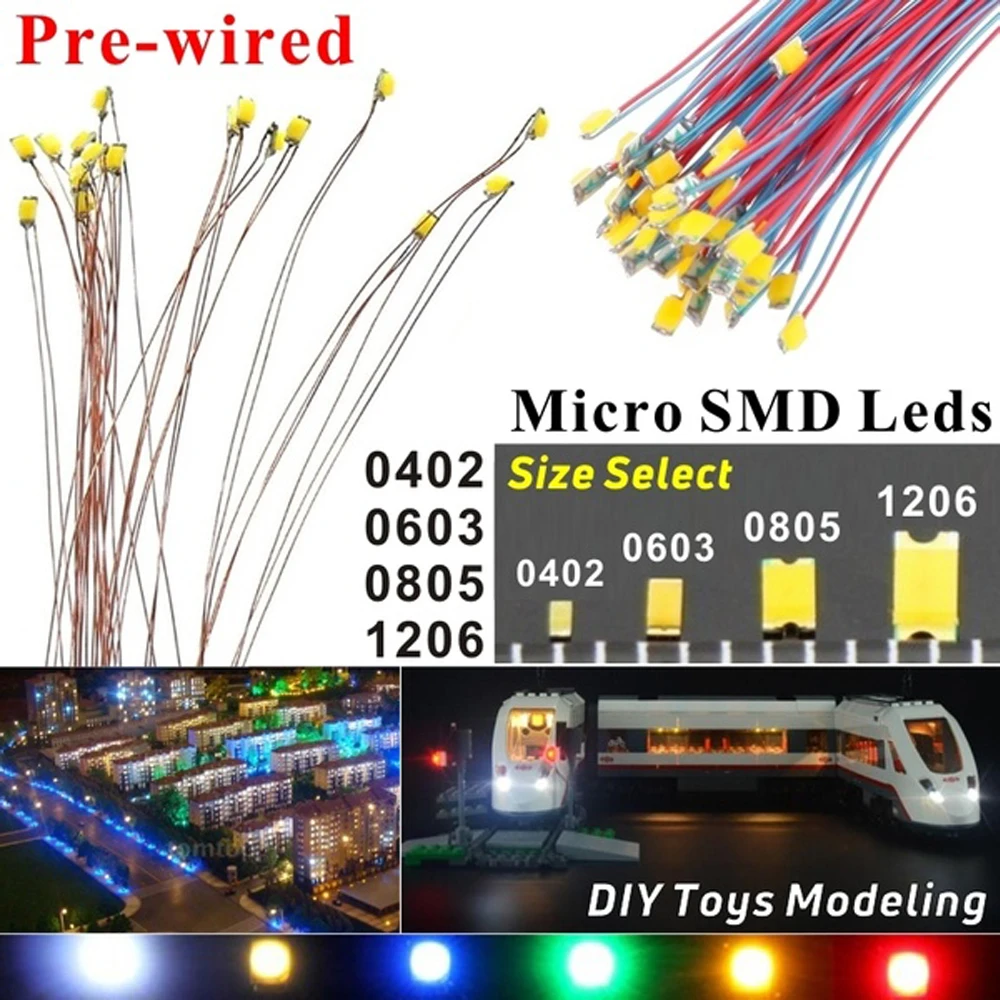0805 1206 0603 0402 12V SMD LED Lights 1.5K Resistor Wired Strip For Micro Model Train/Building Sand Table Lighting Scene Layout
0805 1206 0603 0402 12V SMD LED Lights 1.5K Resistor Wired Strip For Micro Model Train/Building Sand Table Lighting Scene Layout