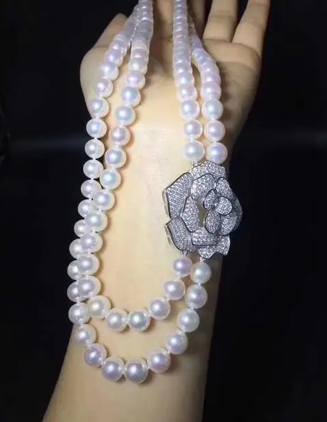 free shipping 2 strands 7-8MM White pearl Jewelry zircon flower Hot sell necklace
free shipping 2 strands 7-8MM White pearl Jewelry zircon flower Hot sell necklace
