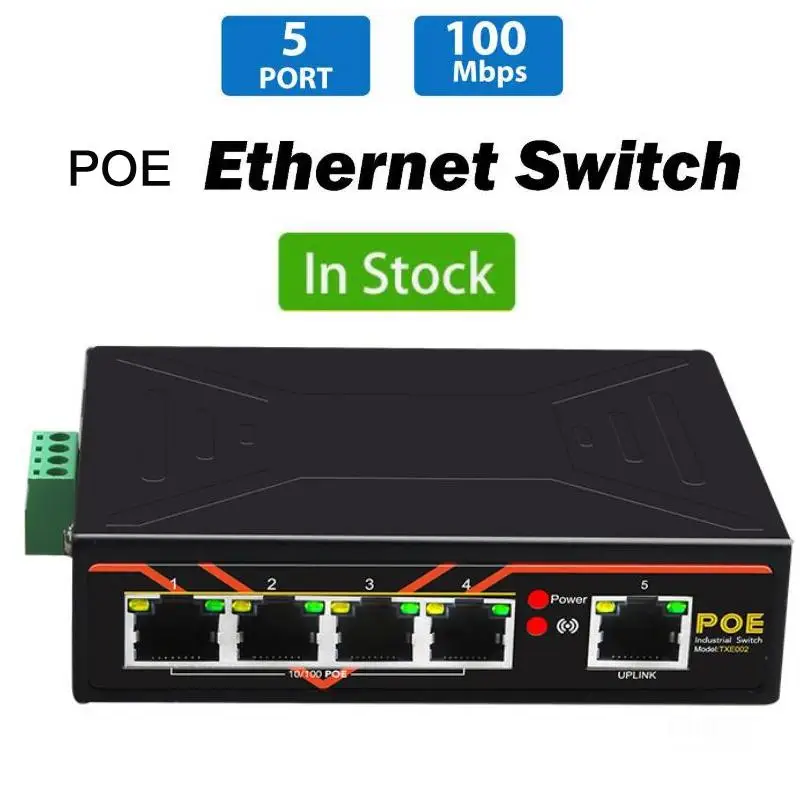 5 Port Industrial Ethernet Switch 48V 10/100Mbps Network Switch POE DIN Rail Type Network RJ45 Lan Hub adapter Signal Strengthen
5 Port Industrial Ethernet Switch 48V 10/100Mbps Network Switch POE DIN Rail Type Network RJ45 Lan Hub adapter Signal Strengthen