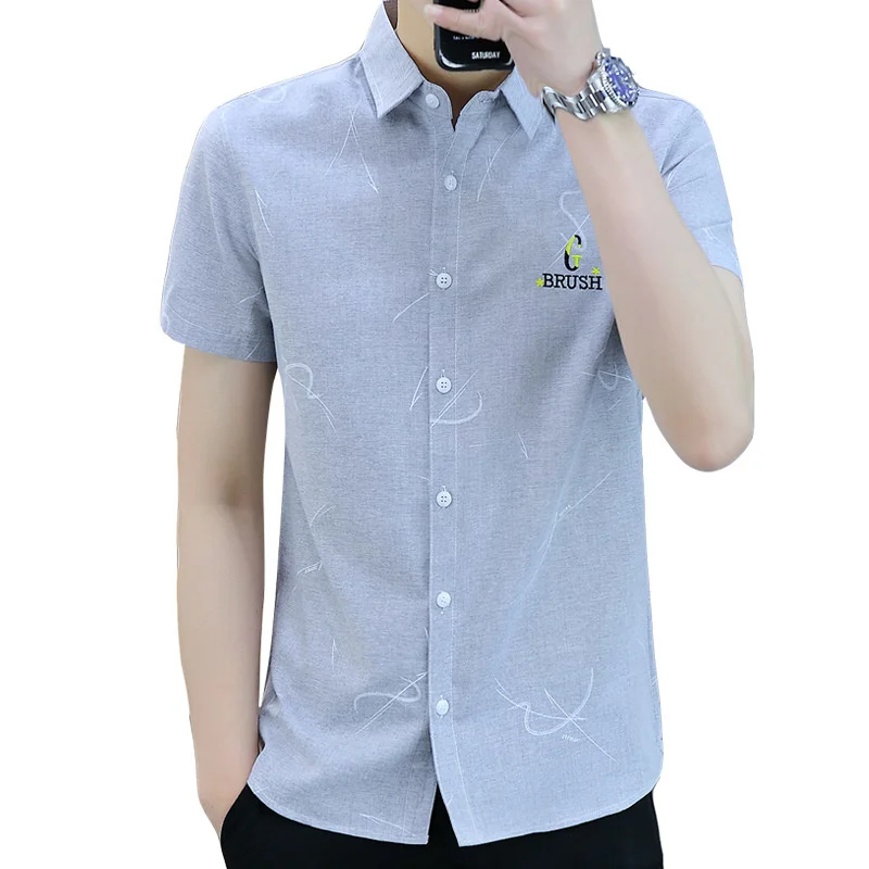 Shirt Men's Cotton Plus Size Short Sleeve All-match Trend Loose Summer Printing Fashion Youth Casual Korean Handsome Tops Clothe
Shirt Men's Cotton Plus Size Short Sleeve All-match Trend Loose Summer Printing Fashion Youth Casual Korean Handsome Tops Clothe