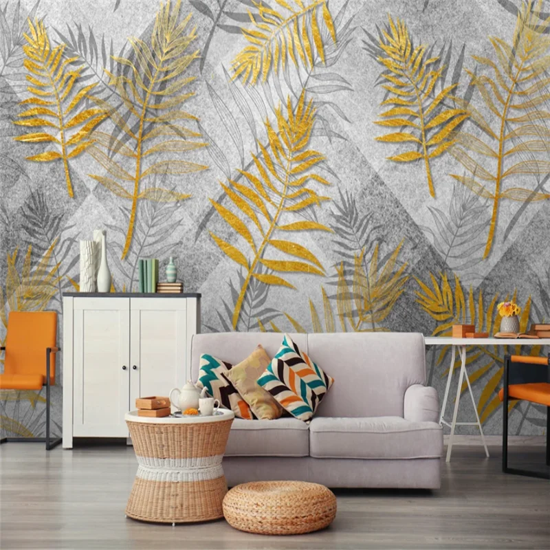 beibehang Customized 3d wallpaper European-style hand-painted golden tropical plant leaves geometric mural background wall paper
beibehang Customized 3d wallpaper European-style hand-painted golden tropical plant leaves geometric mural background wall paper